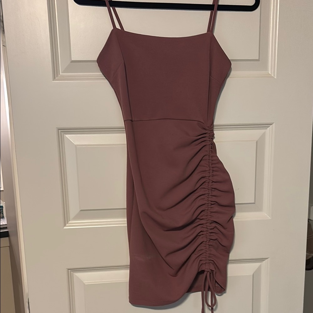 Windsor Red Ruched Spaghetti Strap Mini Dress